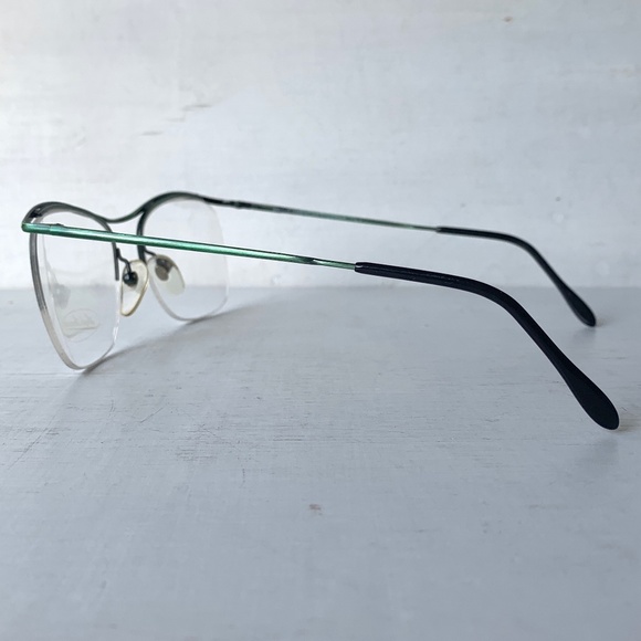 Semi Rimless Anglo American Eyewear MOD M63 Metallic Green 80's Vintage Unisex - Picture 5 of 13